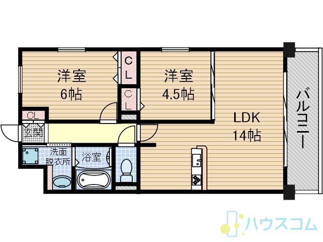 ソシア千里丘(2LDK/3階)の間取り写真