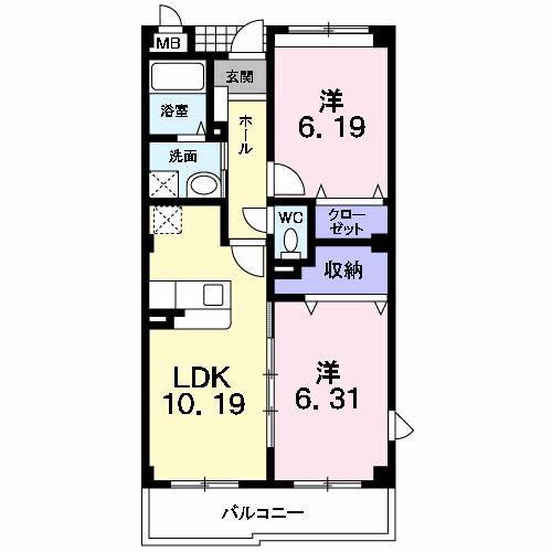 ルミナーレ松波(2LDK/2階)の間取り写真