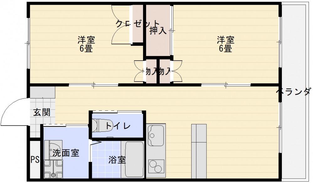 ラ・セゾン・フォレスト(2LDK/1階)の間取り写真