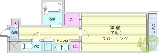 エトワール仙台第一(1K/4階)の間取り写真