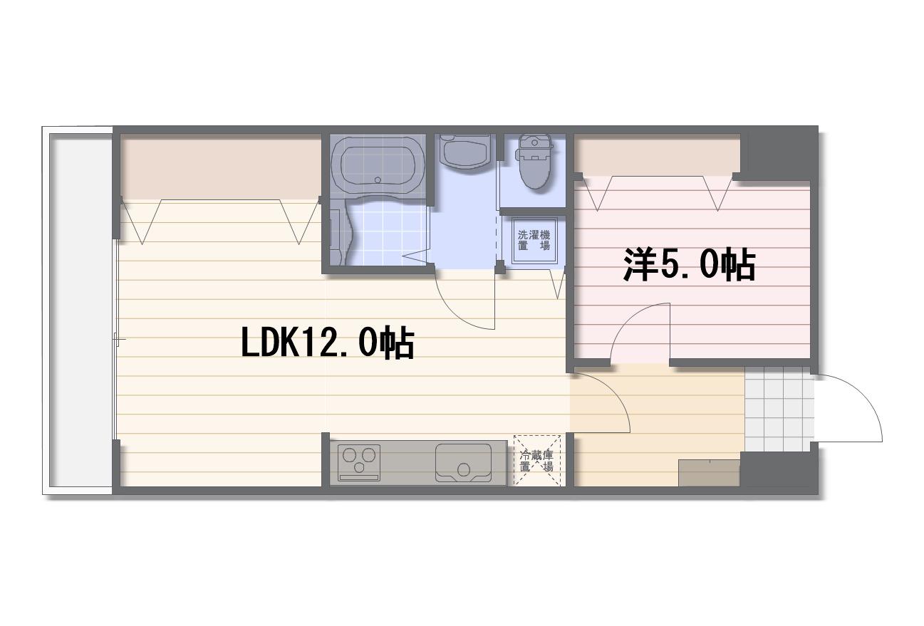 カサデエスタシオン(1LDK/5階)の間取り写真