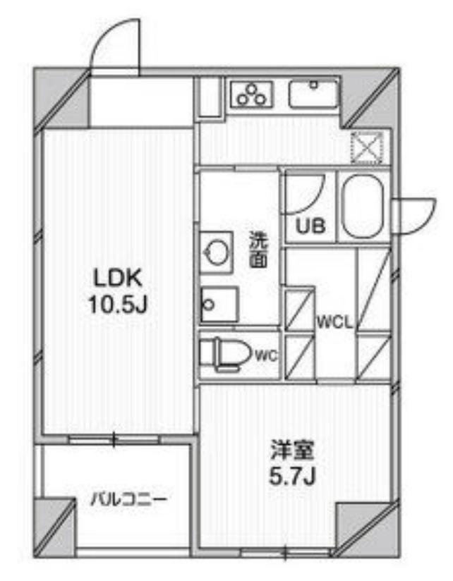 ルクレ堺筋本町レジデンス(1LDK/6階)の間取り写真