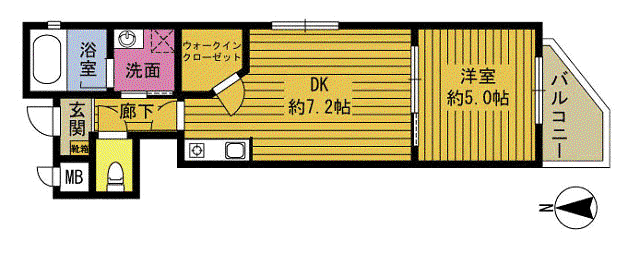 S-FORT大分長浜町(1DK/3階)の間取り写真