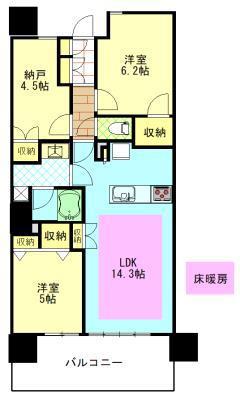 レーベン秋田 THE IMPERIAL TOWER(2SLDK/5階)の間取り写真