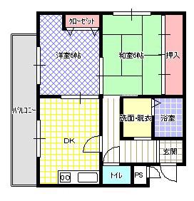 レジデンスJOY松屋(2DK/2階)の間取り写真