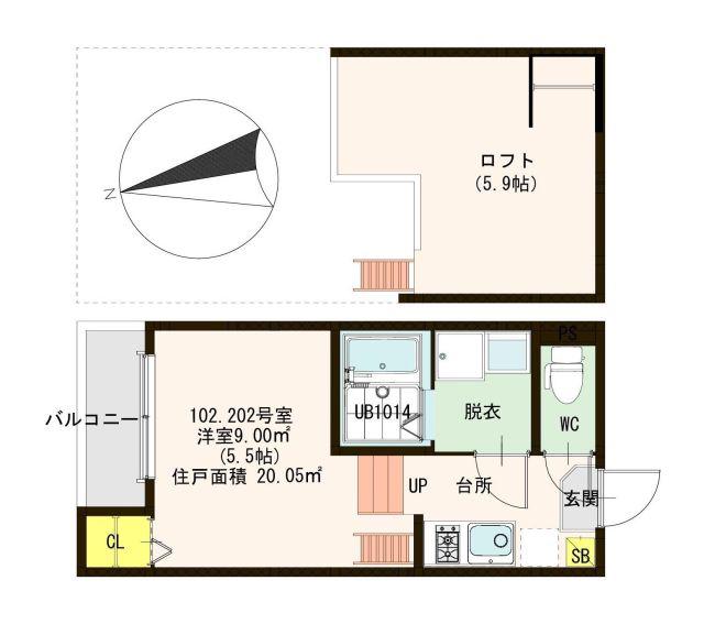 リバーサイドテラス中宮(1K/1階)の間取り写真