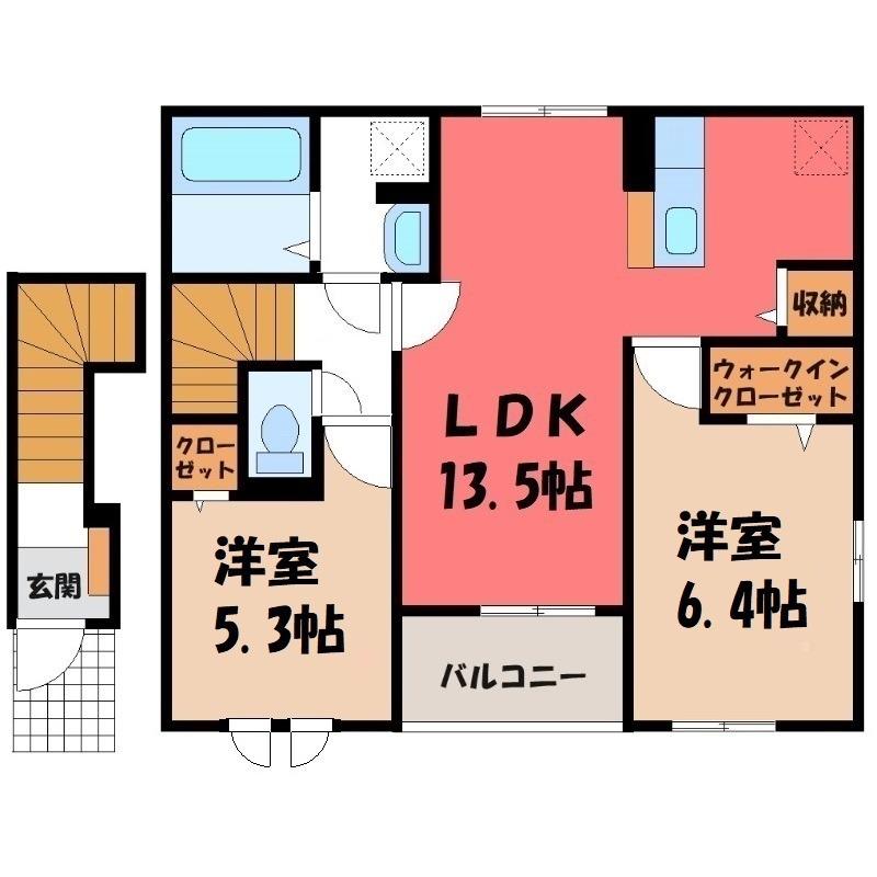 ローゼル A(2LDK/2階)の間取り写真