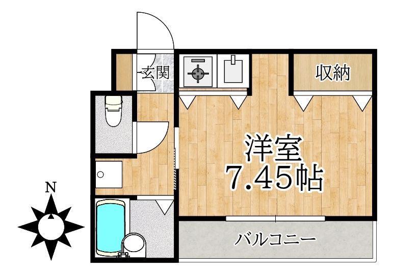 ピュアハウスSⅡ(ワンルーム/2階)の間取り写真