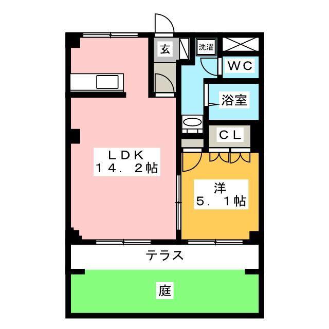 セレーヌ泉(1LDK/1階)の間取り写真