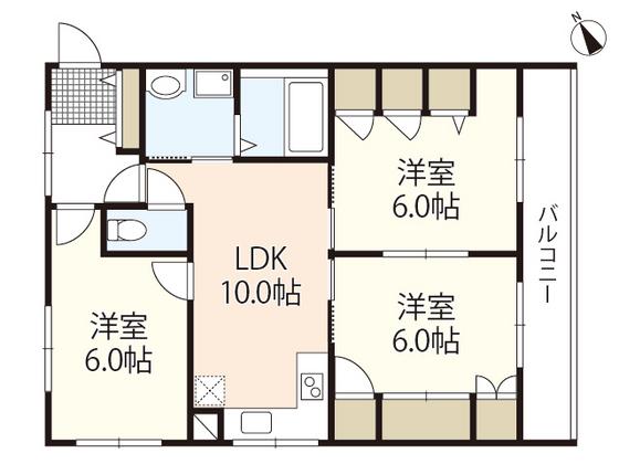 BAUHAUS南千田町(3LDK/3階)の間取り写真