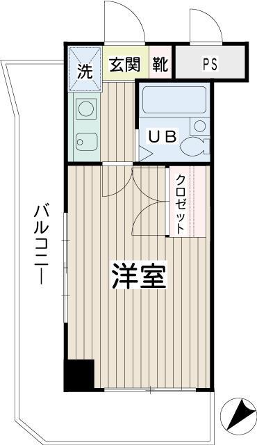 メゾンミール元住吉(1K/9階)の間取り写真