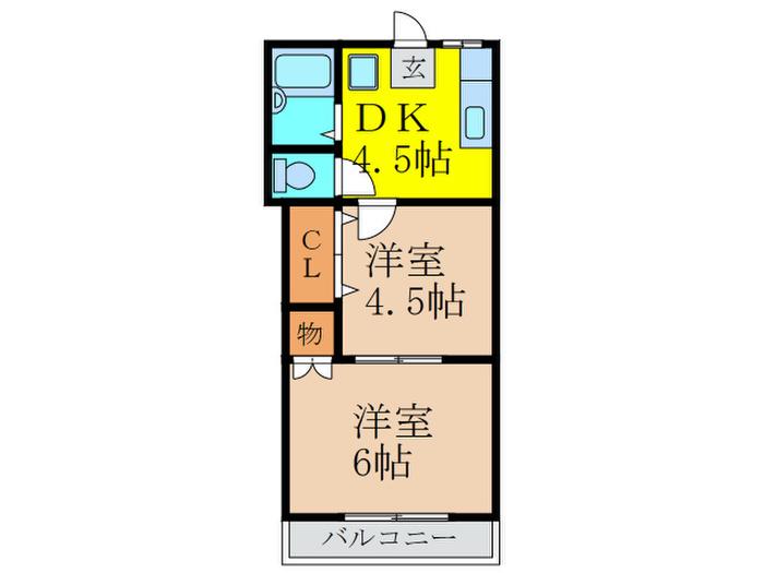 ロイヤル鴨子(2DK/2階)の間取り写真