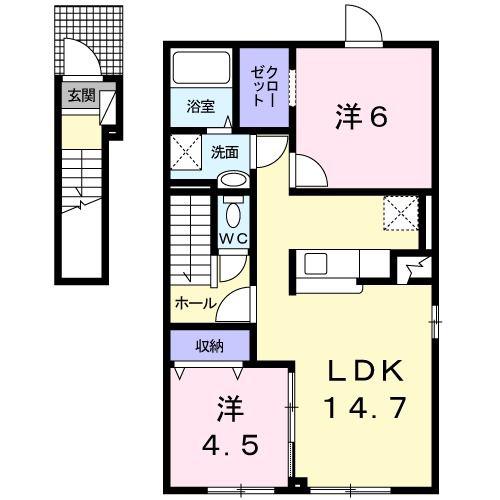 ニューアルカンシェル(2LDK/2階)の間取り写真