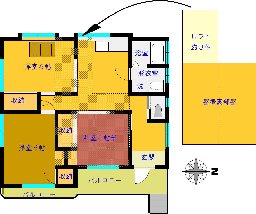 UPSTAIRS ANEX (3DK/2階)の間取り写真