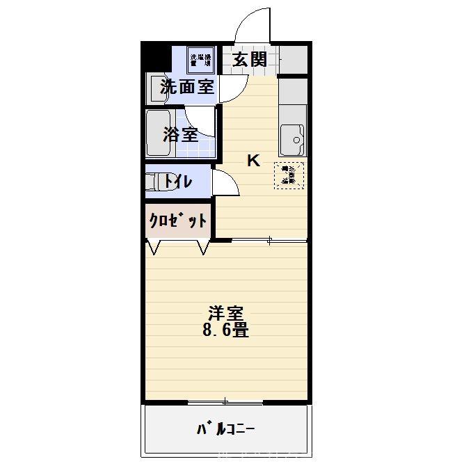 エモシオン(1K/1階)の間取り写真