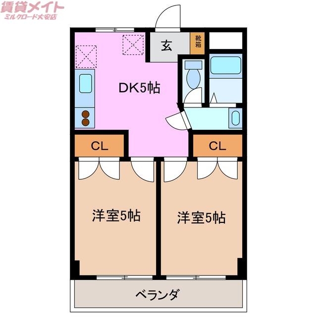 NEXTAGE B(2DK/2階)の間取り写真