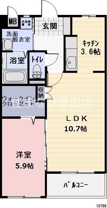 グラシア山之手(1LDK/1階)の間取り写真