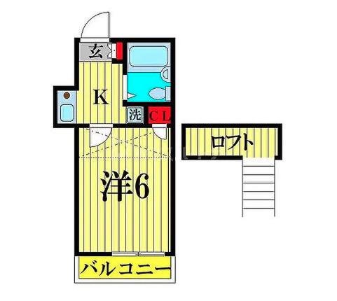 レオパレス川口第44(1K/2階)の間取り写真