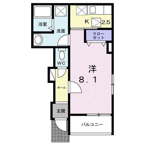 ソレイユ 上溝(1K/1階)の間取り写真