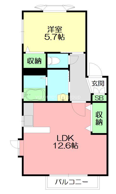 ローリエ美鈴(1LDK/2階)の間取り写真