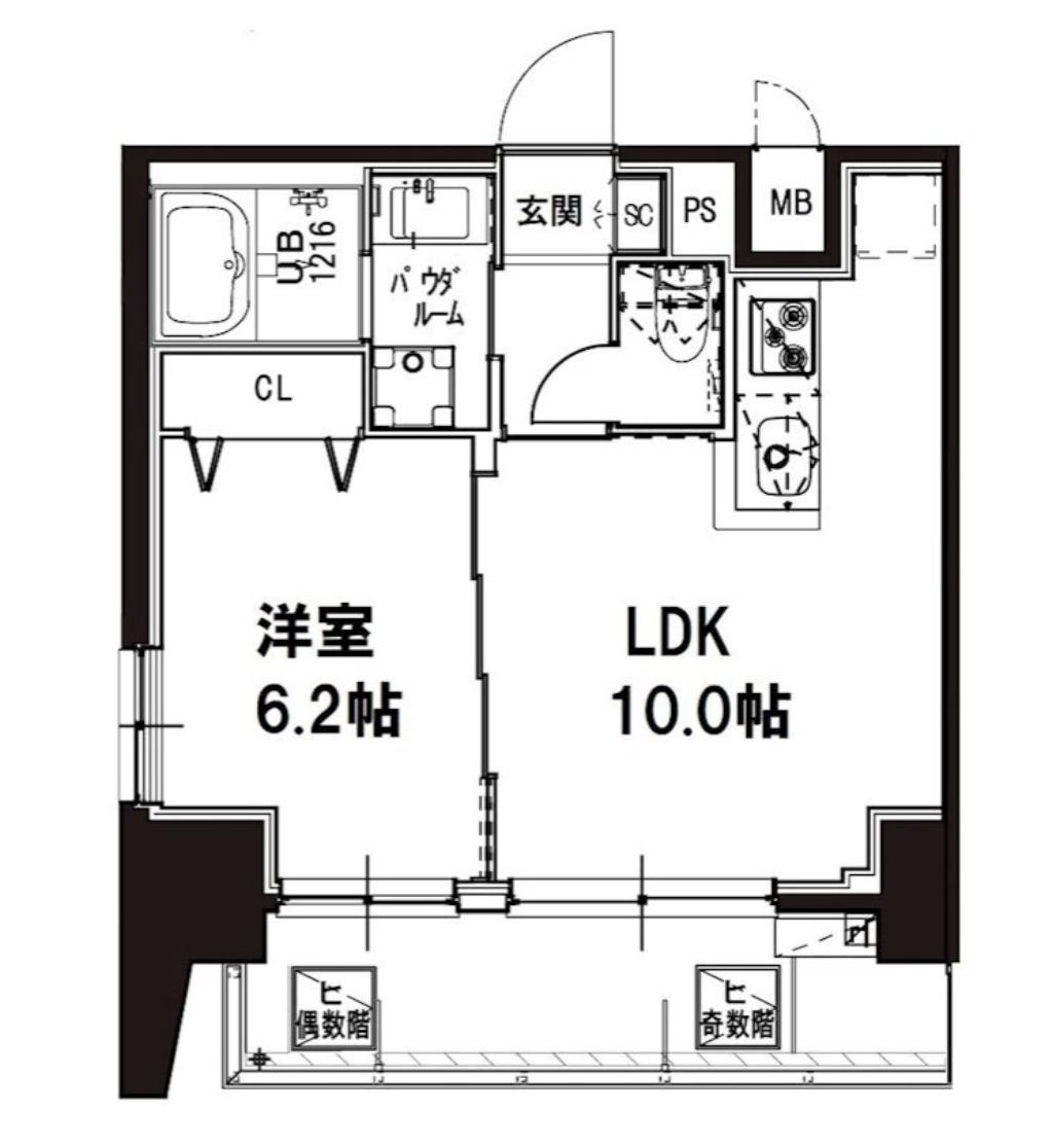 メゾンドアーク南大井(1LDK/7階)の間取り写真