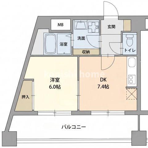 エストセントレ(1DK/6階)の間取り写真