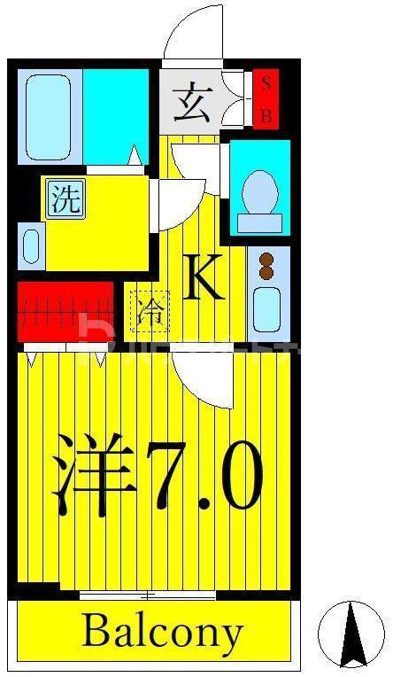 パラッツィナ町屋(1K/1階)の間取り写真