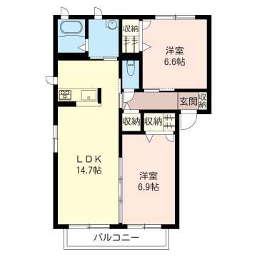 BELLE SAISON A(2LDK/2階)の間取り写真