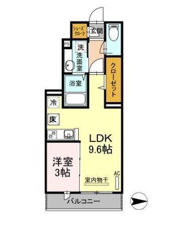 HOGARCALIDO(1LDK/1階)の間取り写真