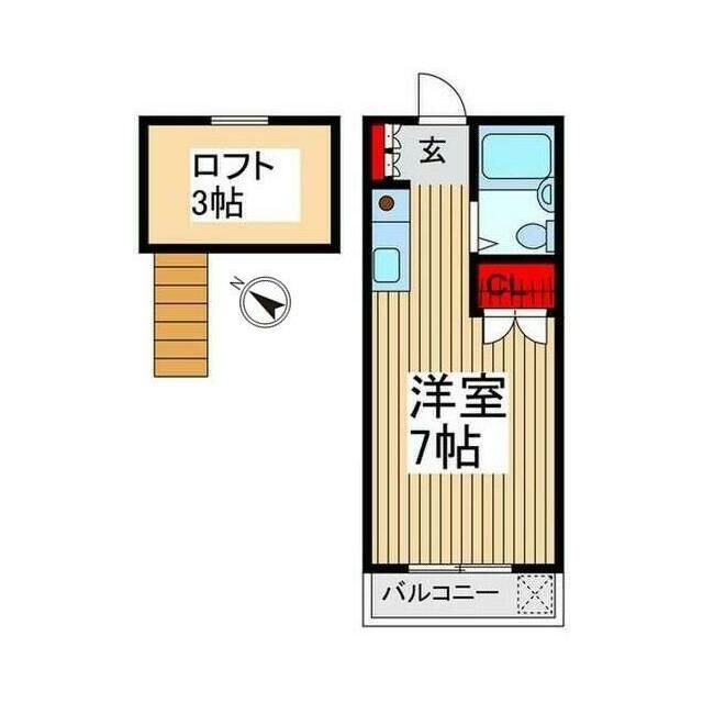 キャロットハウス稲荷町(ワンルーム/2階)の間取り写真