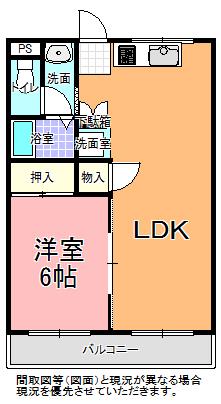 エスポワール加藤(1LDK/2階)の間取り写真