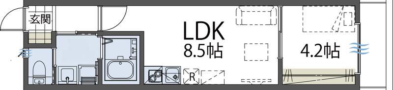 SIESTADUO一橋学園CONTEMUSEO イースト棟(1LDK/1階)の間取り写真
