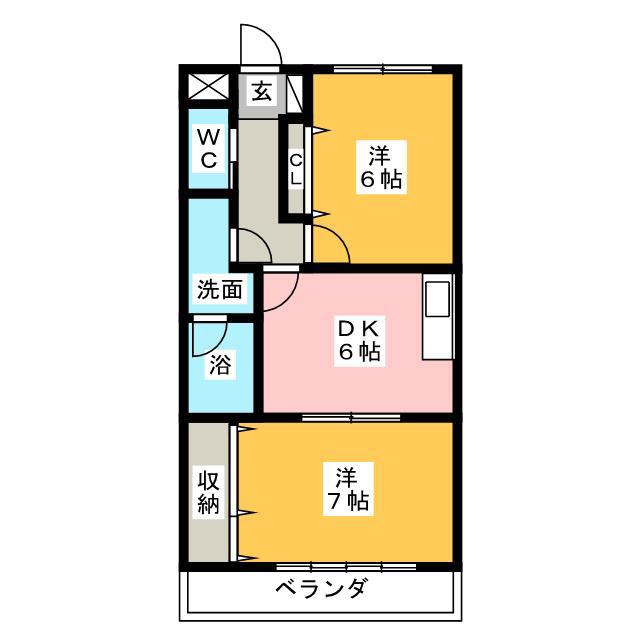 メリッサ原田(2DK/2階)の間取り写真