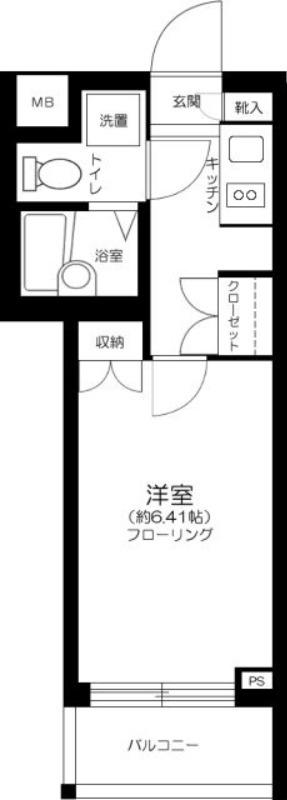 ビバリーホームズ五反田(1K/1階)の間取り写真