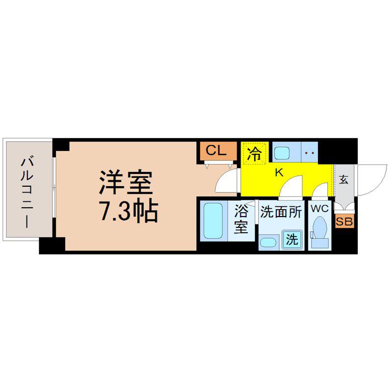 S-RESIDENCE志賀本通ノース(1K/6階)の間取り写真