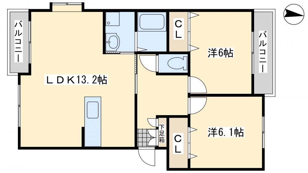 ファインメゾン上の原(2LDK/1階)の間取り写真