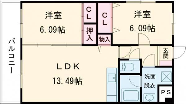 エスポアール弐番館(2LDK/5階)の間取り写真