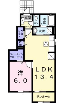 グラン フェリーチェ I(1LDK/1階)の間取り写真