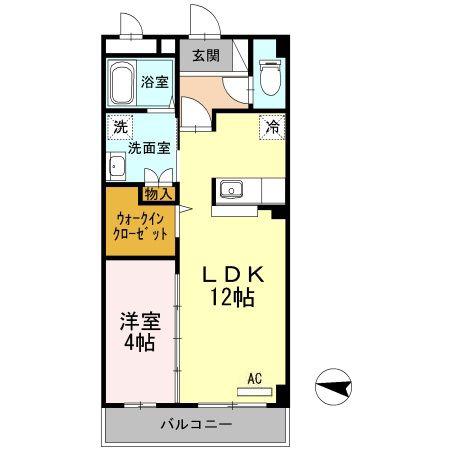シャンテ・シャル(1LDK/2階)の間取り写真