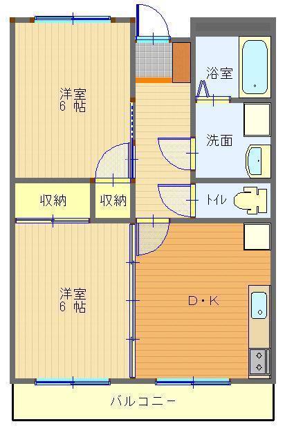アメニティ豊岡(2DK/1階)の間取り写真