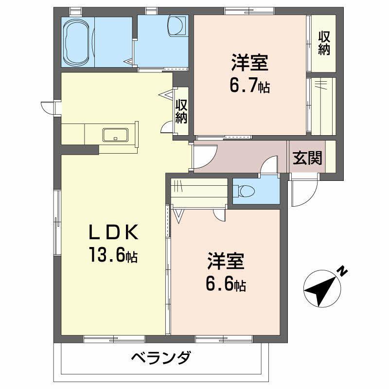 グランマスト春日 A棟(2LDK/2階)の間取り写真