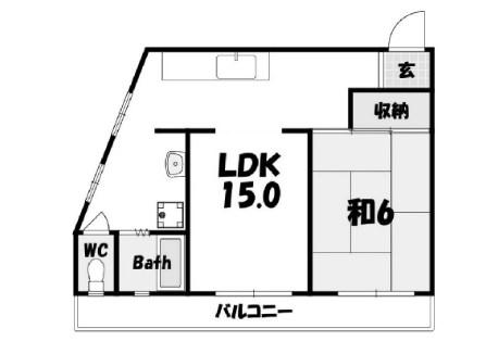 久保田マンション(1LDK/2階)の間取り写真