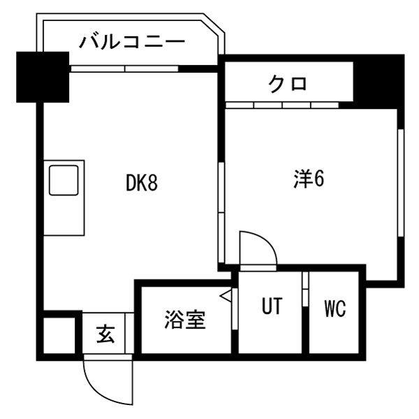 サンライズ立町(1K/4階)の間取り写真