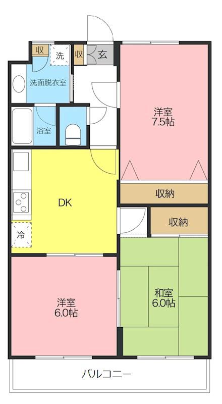 クラウンハウス(3DK/3階)の間取り写真