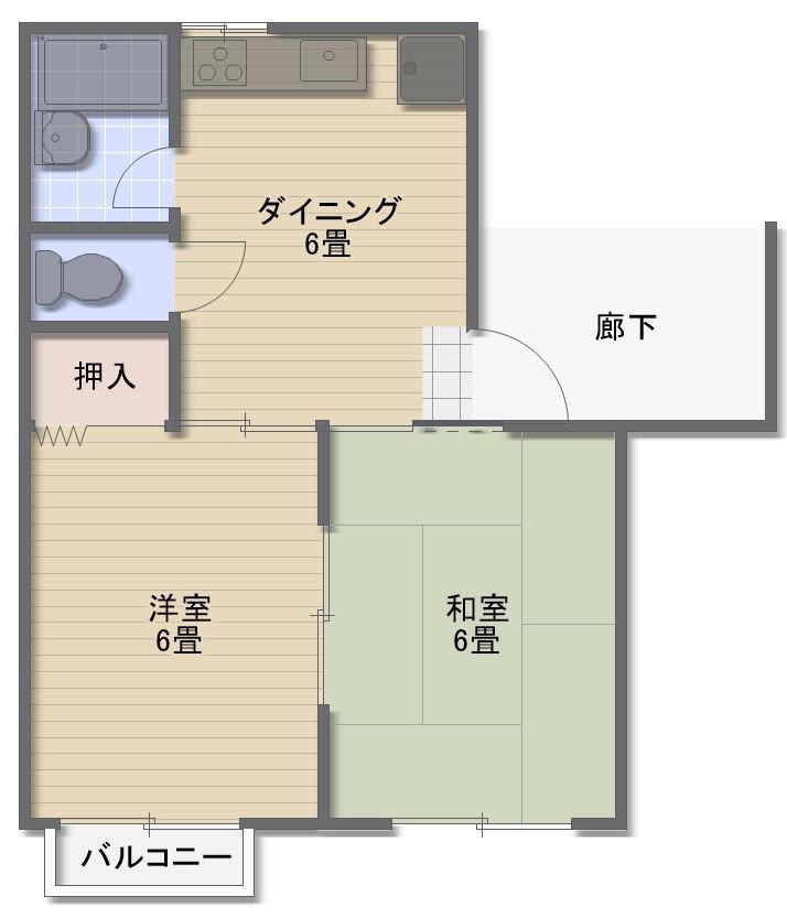 SKフラット(2DK/3階)の間取り写真