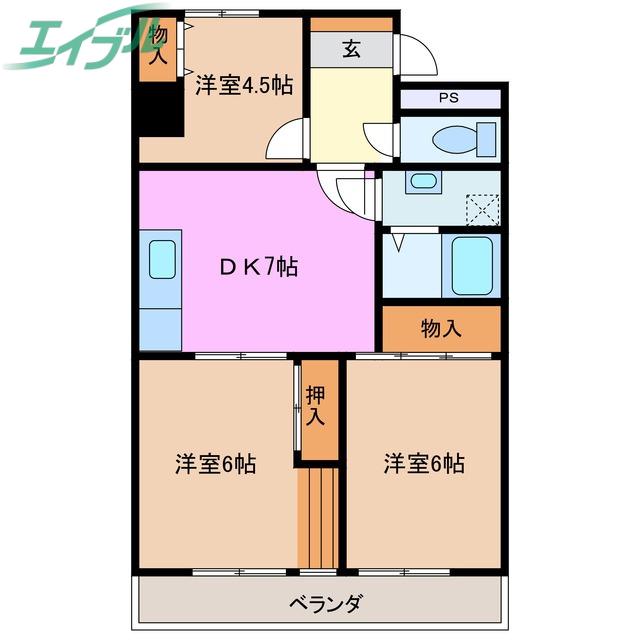 シャンボール西浦(3DK/3階)の間取り写真