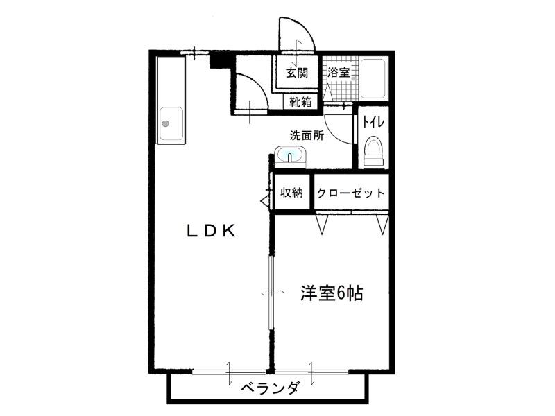 金ヶ内ハイツ6号地(1LDK/1階)の間取り写真