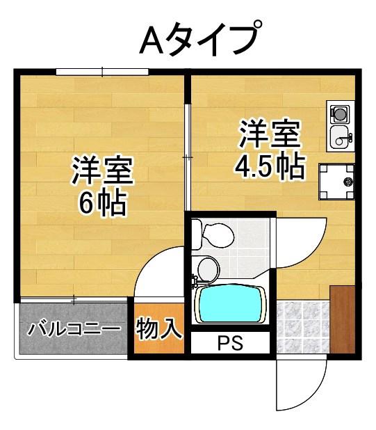 マンションフジタケ(1DK/2階)の間取り写真