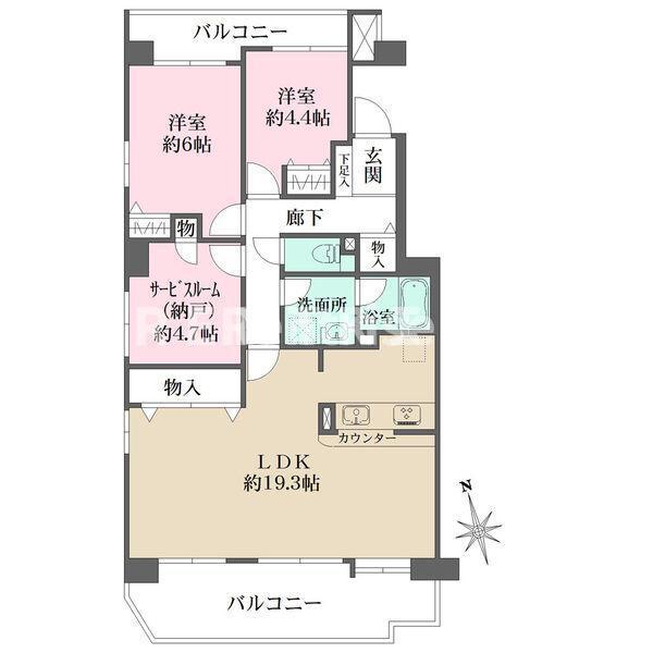 藤和シティコープ神山II(3LDK/8階)の間取り写真
