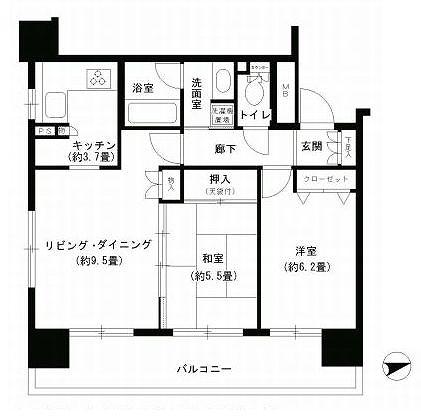 PARK CUBE浅草田原町(2LDK/12階)の間取り写真